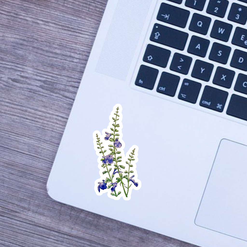 Floral sticker on a laptop keyboard
