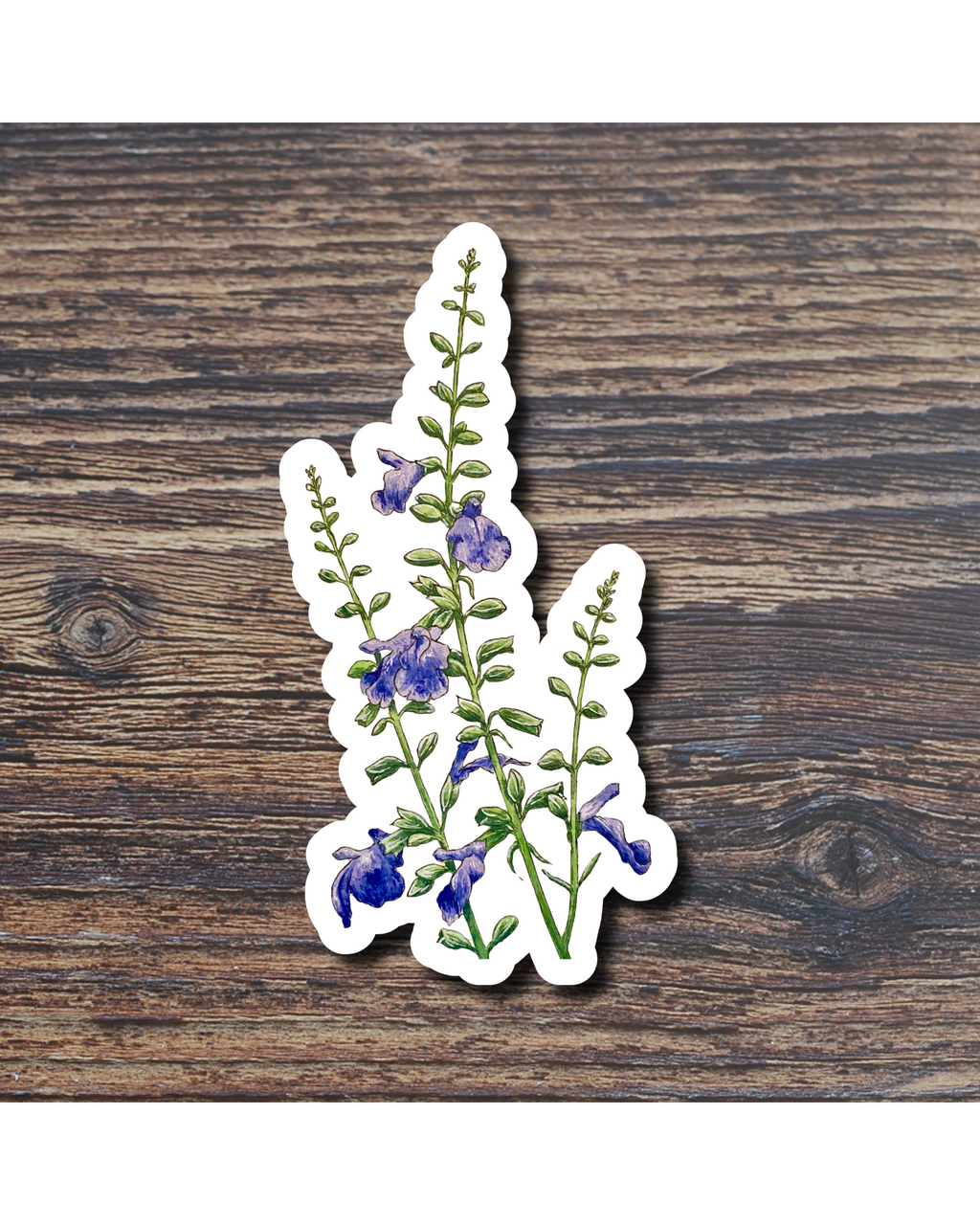 Floral sticker on a wood surface