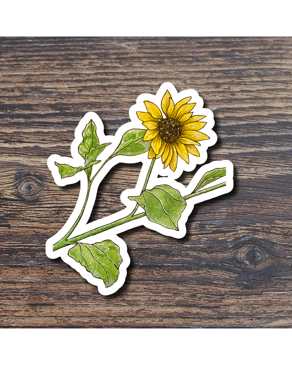 Floral sticker on a wood surface