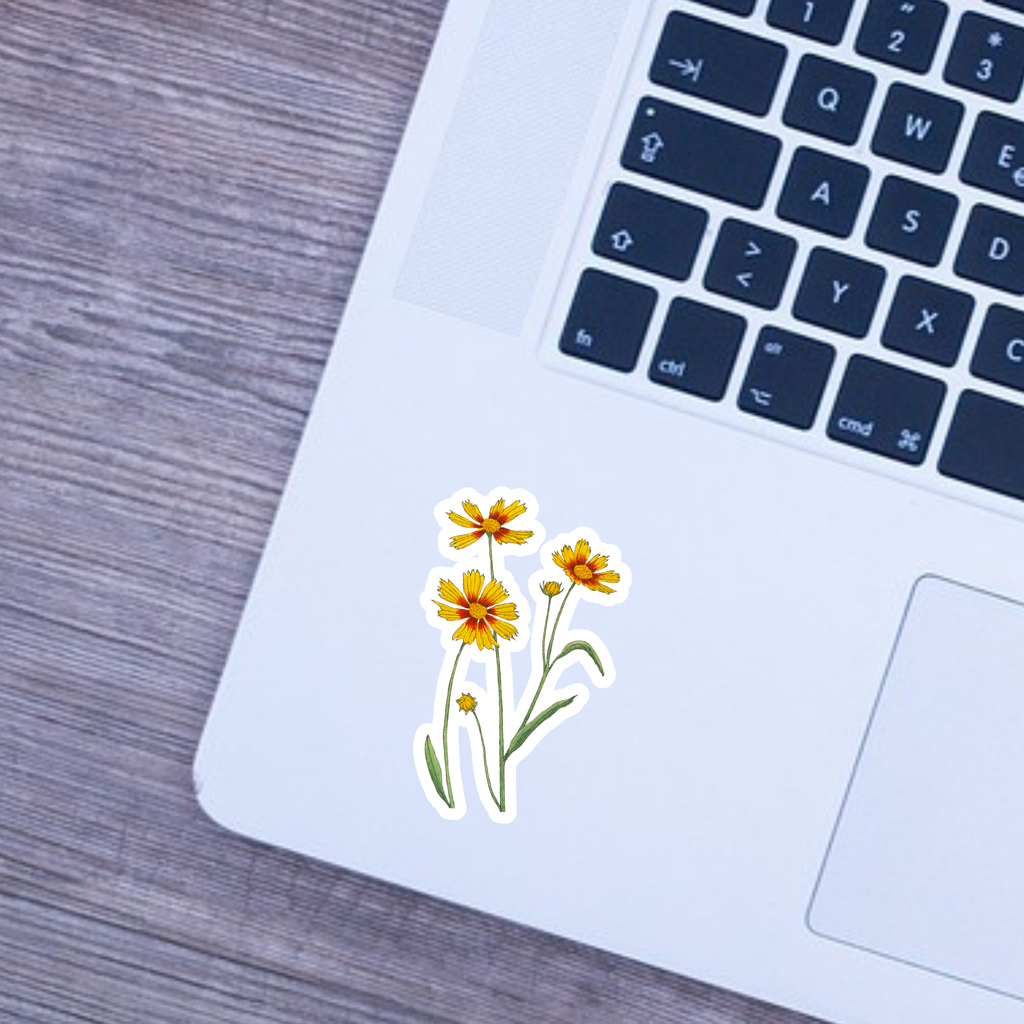 Floral sticker on a laptop keyboard