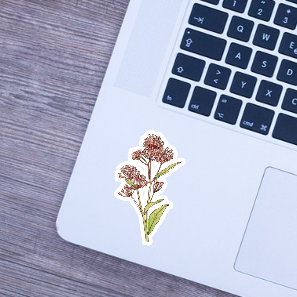 Floral sticker on a laptop keyboard