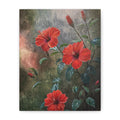 Canvas print of red hibiscus flowers