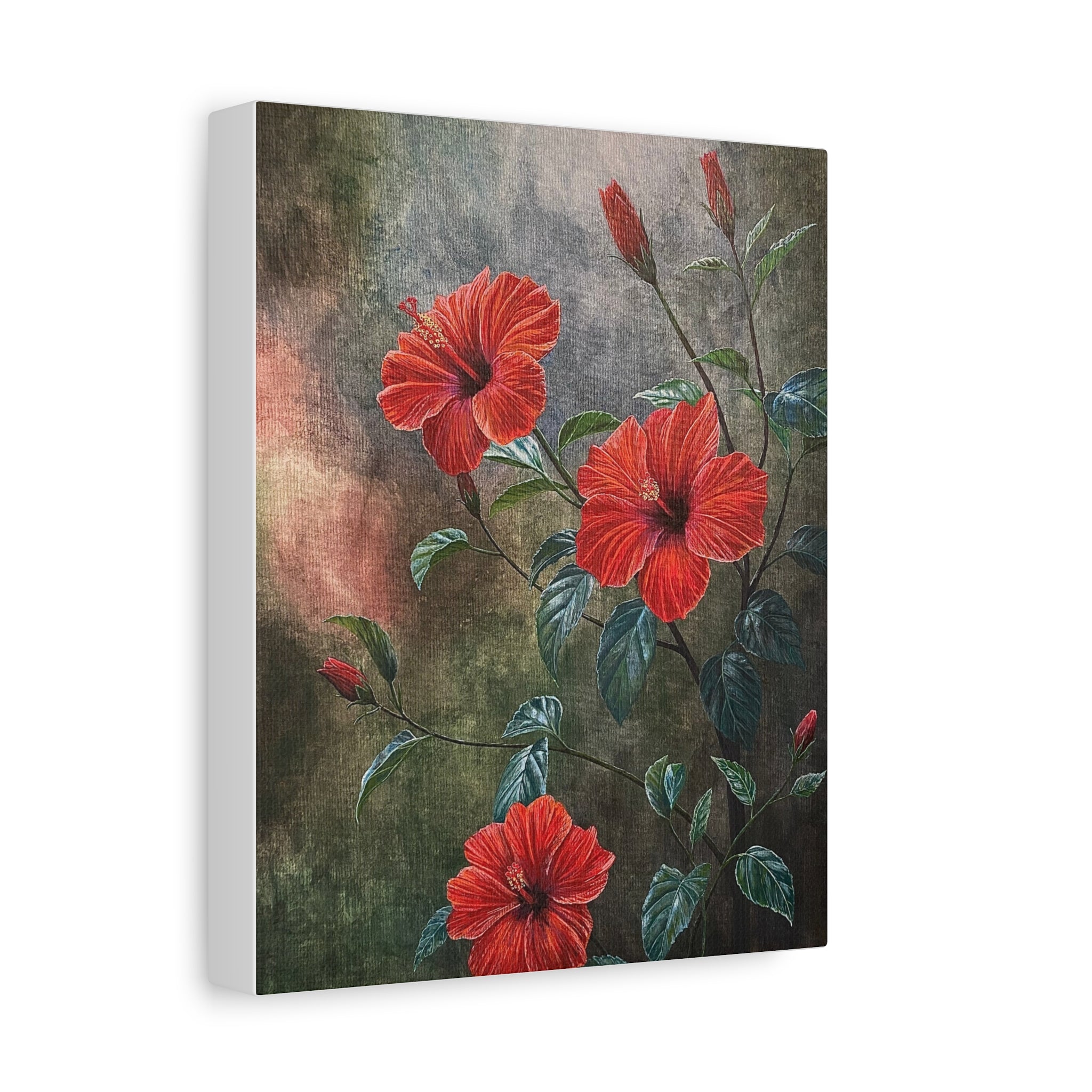 Canvas print of red hibiscus flowers